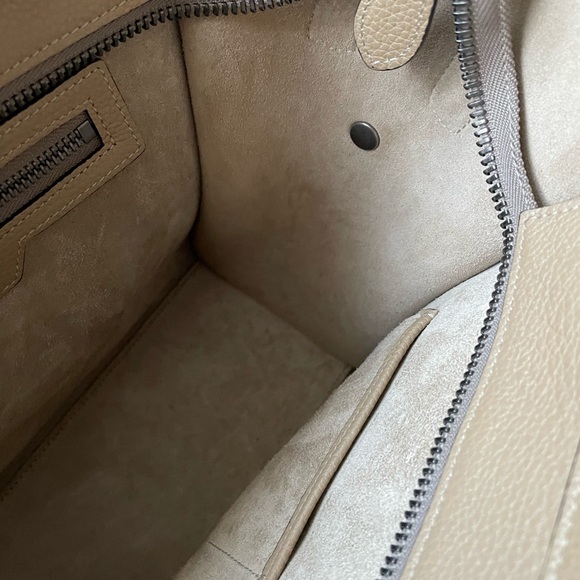 Authenticated Celine tote micro luggage drummed calfskin in Dune - Picture 6 of 12